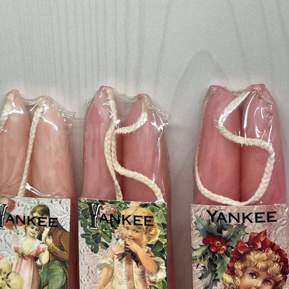 Retired Yankee Taper Candles x 4 sets 8" Sweet Briar Georgia Peach Garland Rose - Picture 12 of 16